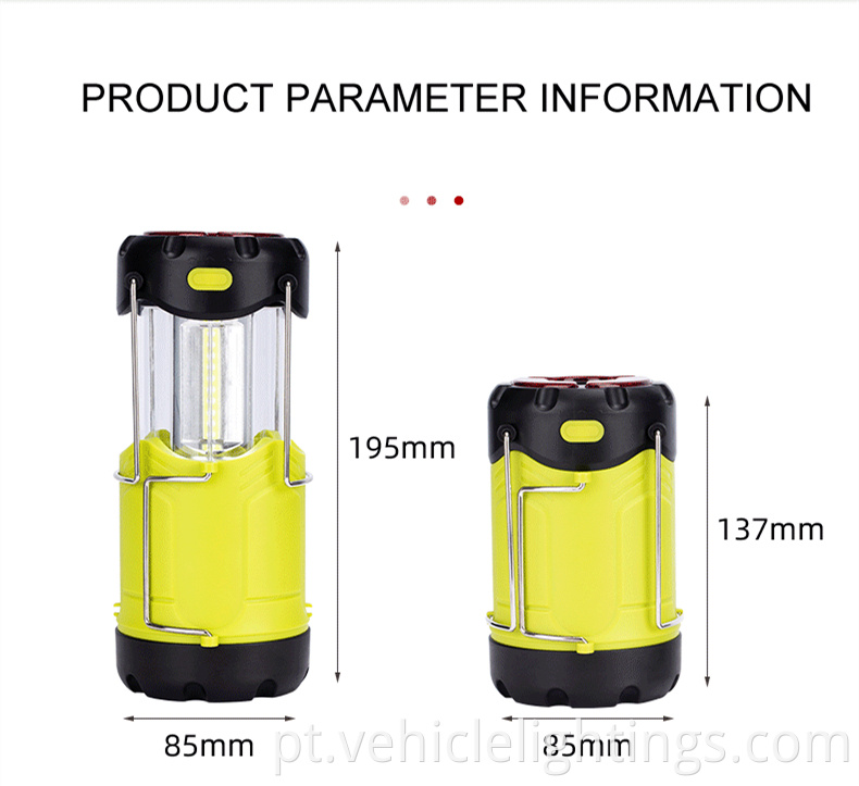 Luzes de acampamento de LEDs de venda super portátil portátil ao ar livre, portátil, luzes de camping de camping led Battery/USB Powered